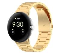 Wigento Correa de acero inoxidable para Google Pixel Watch 4/3/2/1, 45 mm, cierre plegable, ajustable, resistente y elegante, metal (dorado)