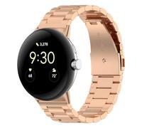 Wigento Correa de acero inoxidable para Google Pixel Watch 4/3/2/1, 45 mm, cierre plegable, ajustable, resistente y elegante, metal (oro rosa)
