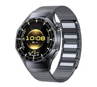 Wigento Correa de acero inoxidable para Huawei Watch GT 6 Pro, cierre magnético, ajustable, transpirable, metal (gris titanio)