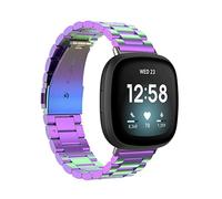 Wigento Correa de repuesto para Fitbit Versa 4 + 3 / Sense 1 + 2 de acero, color morado