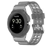 Wigento Correa de silicona para Google Pixel 1 + 2 Watch con carcasa integrada, color negro transparente