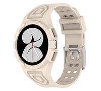 Wigento Correa de silicona para Samsung Galaxy Watch 5 Pro de 45 mm con carcasa integrada, color crema
