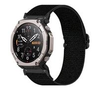 Wigento Correa elástica de nailon para Amazfit T Rex Ultra 2, ajustable, suave y cómoda, fácil de llevar, correa de reloj flexible (negro)