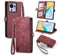 Wigento Funda con cremallera para ZTE Blade A73 4G (piel sintética), color rojo