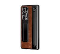 Wigento Funda con tapa para Samsung Galaxy Z Fold8 Ultra 5G, diseño retro de jazz, tarjetero, función atril, resistente a los golpes, 360 grados, H9, cristal duro, color naranja
