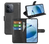 Wigento Funda con tapa para Xiaomi Redmi 15C 5G / 4G, color negro | Cartera de piel sintética, tarjetero, función atril, resistente a los golpes, recortes precisos