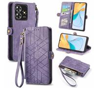 Wigento Funda de piel sintética con cremallera para ZTE Blade A73 4G, color morado