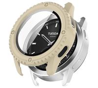 Wigento Funda de plástico para reloj inteligente Xiaomi Watch S3 + funda de cristal protector H9 beige