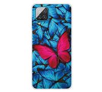 Wigento Funda de silicona TPU para Samsung Galaxy A12, diseño de mariposa, color rojo