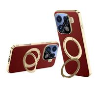 Wigento Funda magnética para Oppo Find X9 Pro 5G con soporte de anillo | Función atril de 360 grados, anillo magnético, parte trasera de acrílico, cristal de cámara integrado, esquinas de airbag