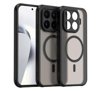 Wigento Funda magnética para Xiaomi 17T Pro, compatible con MagSafe, protección completa de la cámara, parte trasera mate transparente resistente a los golpes (negro)