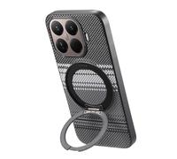 Wigento Funda magnética para Xiaomi 17T Pro, compatible con soporte basculante giratorio, protección completa de la cámara, parte trasera estampada, funda resistente a los golpes (negro)