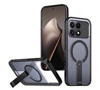 Wigento Funda magnética para Xiaomi Poco F8 Pro 5G, compatible con MagSafe, estructura de refrigeración, función atril, resistente a los golpes, recortes precisos (negro)