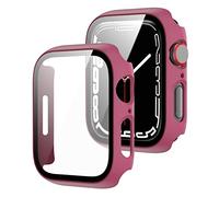 Wigento Funda para Apple Watch Serie 9/8/7 41 mm 2 en 1 a prueba de golpes de silicona TPU + cristal duro H9 violeta