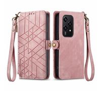 Wigento Funda para Honor 200 Lite (piel sintética, con cierre de cremallera), color rosa
