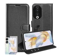 Wigento Funda para Honor 90 5G, funda para teléfono móvil + 4D curvada H9 de cristal duro, funda protectora de cristal rígido, nuevo accesorio, color negro