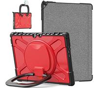 Wigento Funda para Microsoft Surface Pro 8, híbrida, color rojo, 360 grados, con correa de transporte, funda protectora robusta