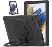 Wigento Funda para Samsung Galaxy Tab A8 10.5 2021 X200 / X205, híbrida exterior, color negro, con correa de transporte, funda protectora resistente