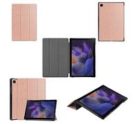 Wigento Funda para Samsung Galaxy Tab A8 2021 X205 X200 3folt Wake UP Smart Stand Cover Rose Gold Tablet Funda