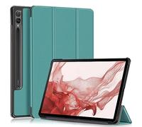 Wigento Funda para Samsung Galaxy Tab S9+ Plus y FE 3folt Wake UP Smart Stand Cover Verde Oscuro Tablet Funda