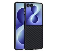 Wigento Funda para Samsung Galaxy Z Flip8 5G, aspecto de carbono | Funda magnética, protección de cámara, efecto carbono, parte trasera antigolpes