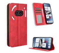 Wigento Funda para teléfono móvil Nothing Phone 2a, color rojo, funda de piel sintética, textura retro