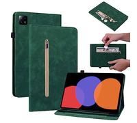 Wigento Funda para Xiaomi Pad 6 / Pad 6 Pro de 11 pulgadas, color verde, piel sintética, funda con cremallera