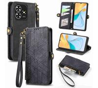 Wigento Funda para ZTE Blade A73 4G (piel sintética, con cremallera), color negro