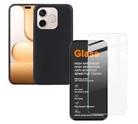 Wigento Juego de funda y cristal protector para Honor 600 Lite, funda de TPU, protector de pantalla de cristal 9H, protección de cámara, protección de 360 grados, juego de fundas para teléfono móvil
