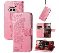 Wigento Nothing Phone 2a - Funda de piel sintética para teléfono móvil, diseño de mariposas, color rosa