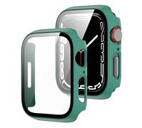 Wigento Para Apple Watch Serie 9/8 / 7 41 mm 2 en 1 Carcasa de silicona TPU a prueba de golpes + cristal duro H9 verde