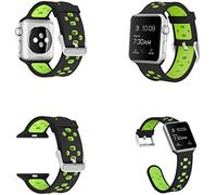 Wigento Para Apple Watch Series 9 8 7 41/6 SE 5 4 40/3 2 1 38 mm de alta calidad de plástico/silicona reloj reloj Smart Sport pulsera negro/verde