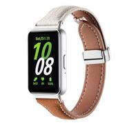 Wigento Para Samsung Galaxy Fit 3 Correa de cuero fino Litchi textura magnética hebilla blanco/marrón