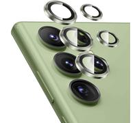 Wigento Para Samsung Galaxy S24 Ultra Anillo Cámara de Aluminio + H9 Tempered Duro Cristal Verde