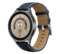 Wigento Para Samsung Galaxy Watch 6/5/4 40 44 mm/Watch 5 Pro 45 mm/Watch 6/4 Classic 43 47 mm/42 46 mm reloj de cuero genuino correa V 'A de repuesto para brazo de pulsera azul oscuro