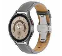 Wigento Para Samsung Galaxy Watch 6/5/4 40 44 mm/Watch 5 Pro 45 mm/Watch 6/4 Classic 43 47 mm/42 46 mm reloj de cuero genuino correa V 'B' de repuesto para brazo de pulsera gris oscuro