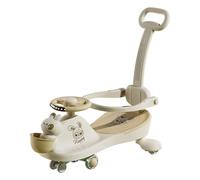 Wiggle Car Coche oscilante con música, luz y balanceo, Rueda giratoria y Destello silencioso, Movimiento de Giro for dirigir Scooter(Bruin,with Push Handle)