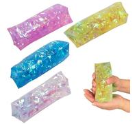 Wiggler de Agua para niños Adultos 4 Piezas Alivio del estrés Juguete de Serpiente de Agua de 4, 3 x 1, 6 Pulgadas con Cinta en el Interior Juguetes para apretar de Goma Suaves y Frescos-