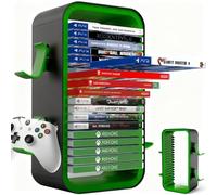 wigmoa OYO-1【40cm】Torre de almacenamiento para juegos compatible con PS5/Xbox Series S y X/Switch, organizador universal para discos de videojuegos, 18 piezas con soporte para 4 controladores, soporte