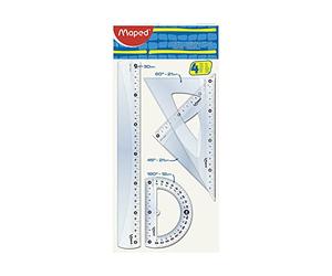 WIGO - Kit de dibujo con regla de 30 cm, 2 equipos 21 cm, transportador de 12 cm, en Bs