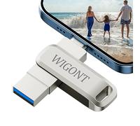 WIGONT 128 GB Memoria USB para iPhone Pendrive con Diferentes Dispositivos,Memoria Externa Compatible con i0S/Pad/PC.Memoria USB 3 en 1 para Guardar más Fotos y Vídeos,Adaptador de Tipo C Incluido.
