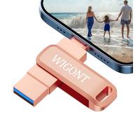 WIGONT 128 GB Pen Drive para iPhone Memoria USB, Pendrive 3 en 1 para Guardar más Fotos y Vídeos Diferentes Dispositivos, Pen Drive Memoria USB Compatible con i0S/iPad/PC.