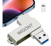 WIGONT Pendrive 128 GB, Memoria USB para iPhone Pendrive para Guardar más Fotos y Vídeos, iPhone Pendrive para i0S/PC/Tipo C, Pen Drive para iPhone, Bonita y Duradera, Sin App.