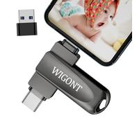 WIGONT Pendrive 128 GB, Pendrive para iPhone para Guardar más Fotos y Videos. Memoria Externa para iPhone/Android/PC, con Adaptador USB Separado. Memoria USB para iPhone No Requiere App.