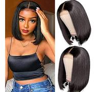 Wigs Lace Front Human Hair Straight Bob Wig for Black Women (8 inch)