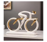 WIGSELBL Adorno de bicicleta de cerámica, escultura artística para decoración del hogar, estatuas abstractas, acento moderno de escultura de cerámica, estatuas decorativas para sala de estar (blanco)