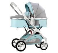 WIGSELBL Cochecito de bebé recién nacido 2 en 1, cochecito de bebé convertible de lujo, cochecito plegable para bebés de 0 a 36 meses, cochecito ligero de aleación de aluminio (azul)