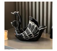 WIGSELBL Estante de cerámica con estatua de cisne, decoración moderna y minimalista de porcelana, soporte moderno para botellas, regalo único de inauguración de la casa para los amantes del vino (Nero