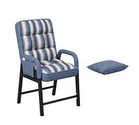 WIGSELBL Silla perezosa de tela moderna con cojín en la cintura, marco de acero individual, sillón reclinable, cómodo sillón reclinable para sala de estar, dormitorio, oficina (color: azul-1)
