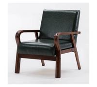 WIGSELBL Sillón de lectura de piel sintética, silla lateral de mediados de siglo, silla de acento moderna con marco de madera, sillón tapizado individual, silla de ocio retro para sala de estar